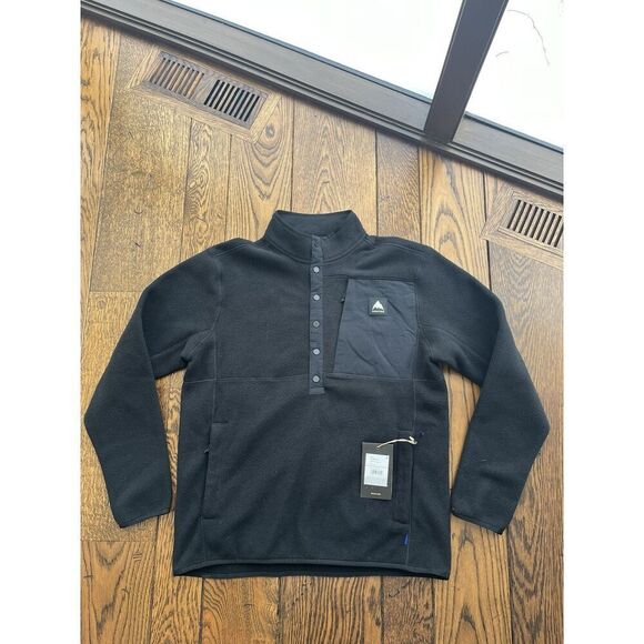 BURTON MENS CINDER FLEECE SHIRT JACKET SIZE Medium NWT $120 BLACK - Picture 1 of 6